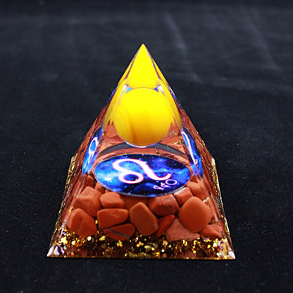 Luminous version Twelve constellations acrylic resin crystal pyramid desktop car handmade ornaments