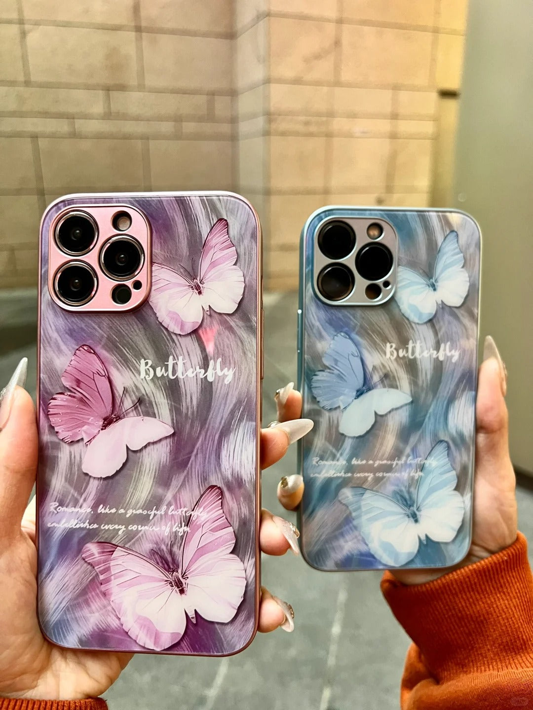 Feather butterfly mobile phone case personalized mobile phone case