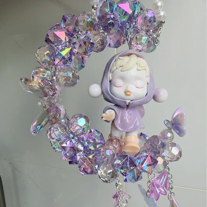 Car pendant Bubble Mart finished product car hanging flashing beads moon car hanging luminous style