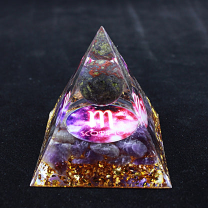 Luminous version Twelve constellations acrylic resin crystal pyramid desktop car handmade ornaments