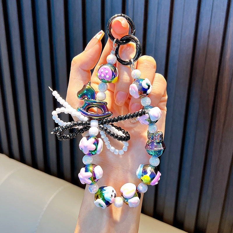 Trojan bow hand-painted beads keychain mobile phone pendant bag trinket car key chain
