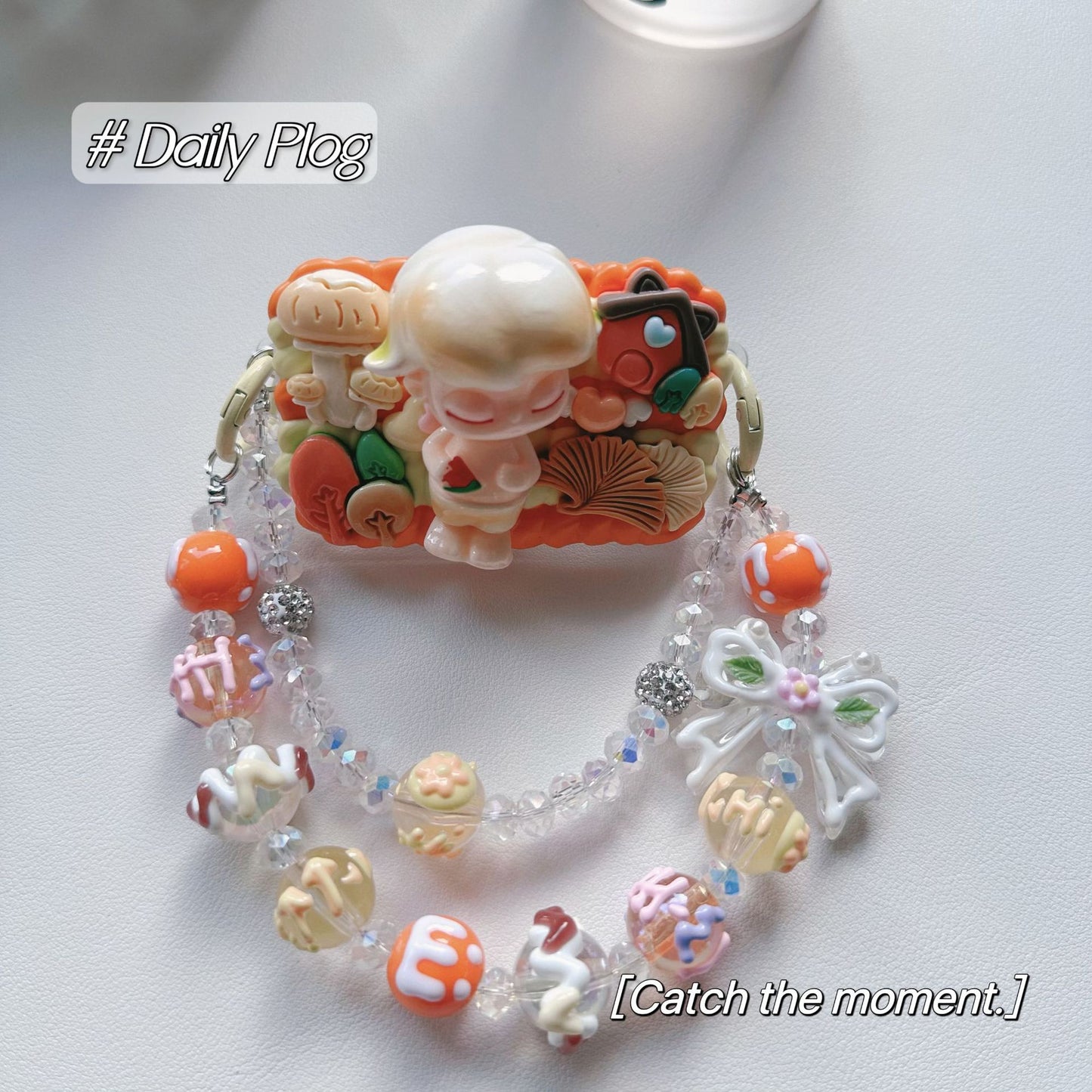 DIY hand-painted beads mobile phone short chain double chain mobile phone back clip chain