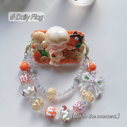 DIY hand-painted beads mobile phone short chain double chain mobile phone back clip chain