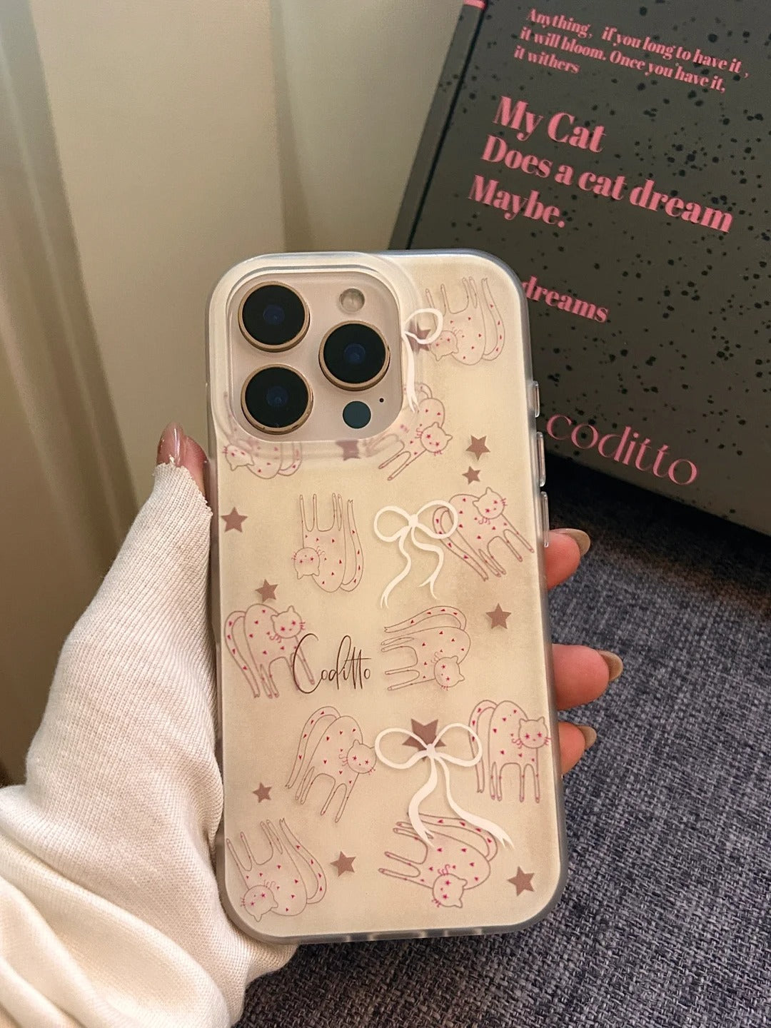 Desert gold phone case with cute little graffiti designs on the sides Frosted mobile phone case