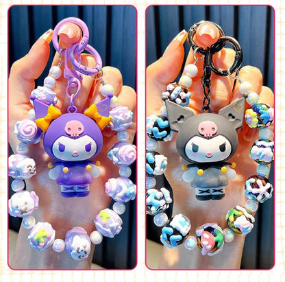 Kuromi DIY beaded bracelet keychain car bag pendant keychain doll gift