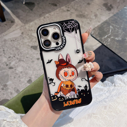 Cartoon vitality leopard print labubu iPhone14/13 suitable for iPhone16/15PROMAX mobile phone case anti-fall cover