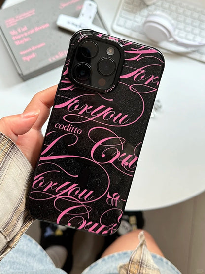 Dark pink sweet and cool magnetic phone case