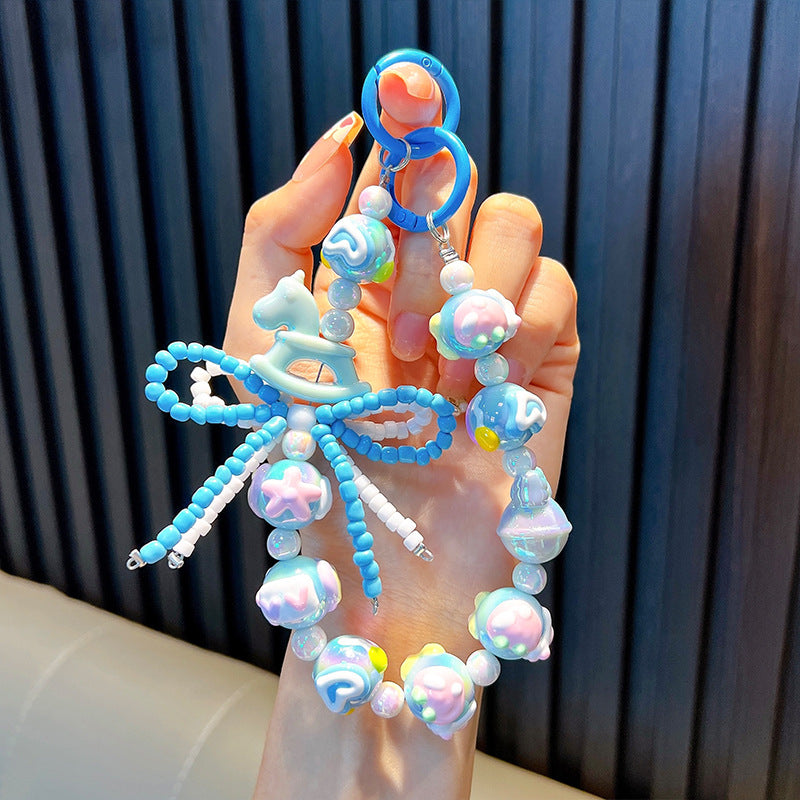 Trojan bow hand-painted beads keychain mobile phone pendant bag trinket car key chain