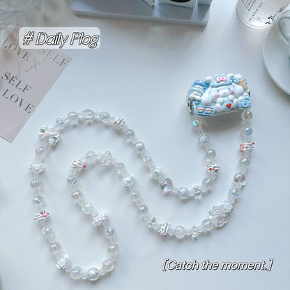 Mobile phone back clip crossbody long chain DIY hand-painted bead bag chain