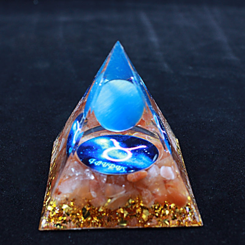 Luminous version Twelve constellations acrylic resin crystal pyramid desktop car handmade ornaments