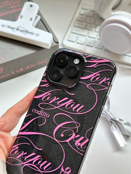Dark pink sweet and cool magnetic phone case