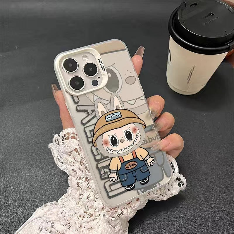 Trendy cool headphones Labubu suitable for iPhone16 mobile phone case 15plus Apple 12promax new 14 anti-fall
