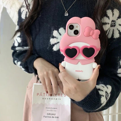 Cute sunglasses Kuromi Melody iPhone15 Apple 12 suitable for 13/14pro max mobile phone case 11