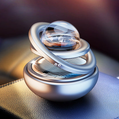 Car perfume aromatherapy solar-powered double-ring suspended rotating ornaments high-end car interior decorations with long-lasting fragrance