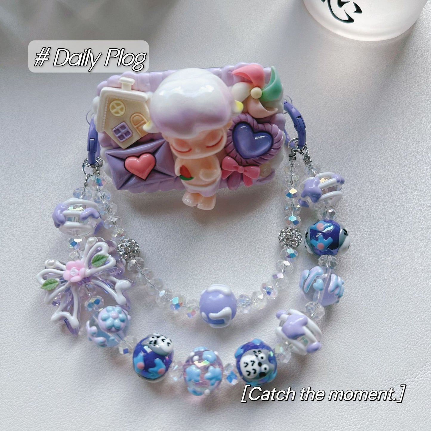 DIY hand-painted beads mobile phone short chain double chain mobile phone back clip chain