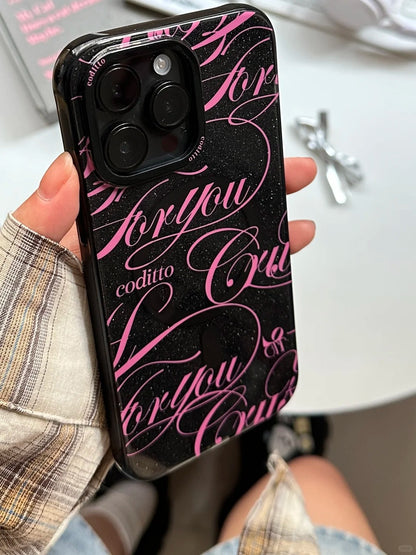 Dark pink sweet and cool magnetic phone case