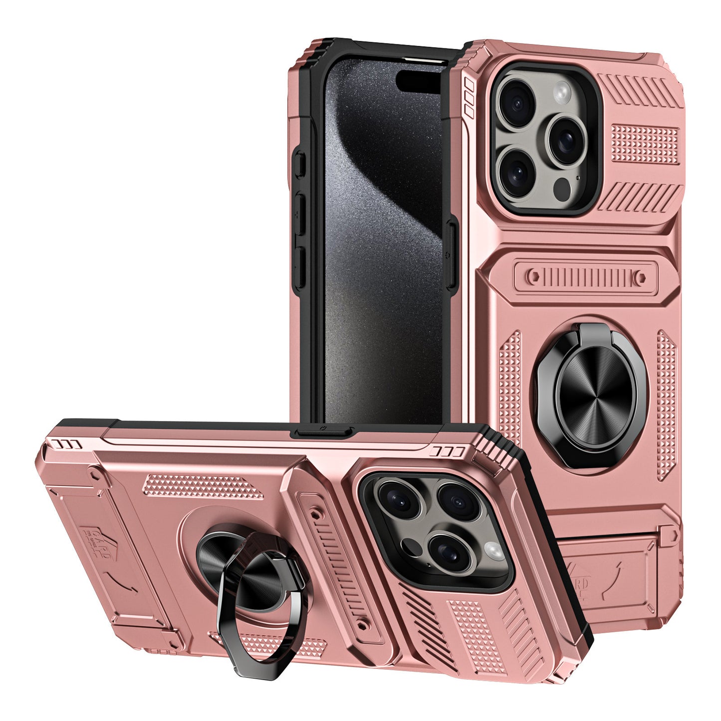 Suitable for iPhone16ProMax mobile phone case hidden card iPhone15 car magnetic 14 ring holder