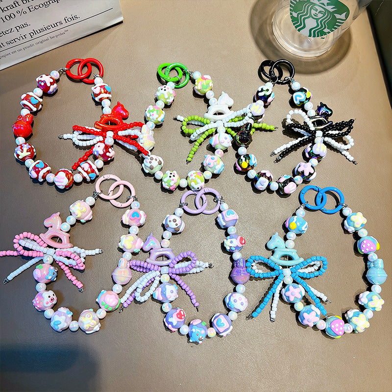 Trojan bow hand-painted beads keychain mobile phone pendant bag trinket car key chain