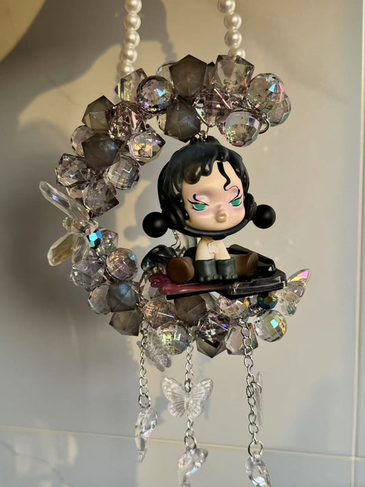 Car pendant Bubble Mart finished product car hanging flashing beads moon car hanging luminous style