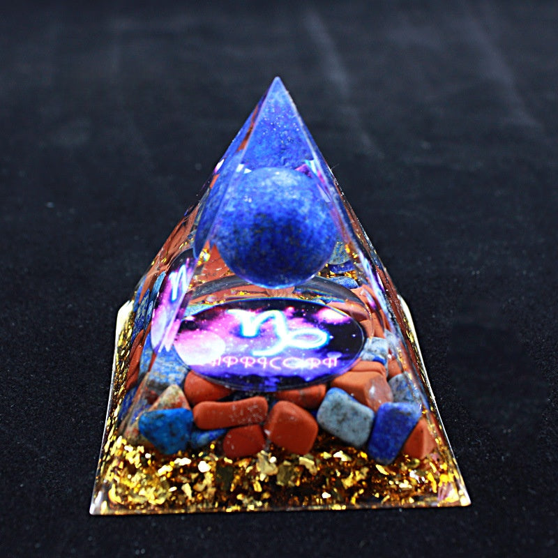 Luminous version Twelve constellations acrylic resin crystal pyramid desktop car handmade ornaments