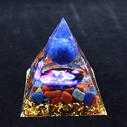 Luminous version Twelve constellations acrylic resin crystal pyramid desktop car handmade ornaments