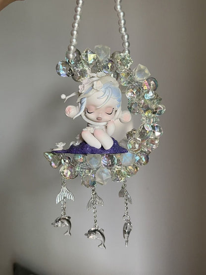Car pendant Bubble Mart finished product car hanging flashing beads moon car hanging luminous style
