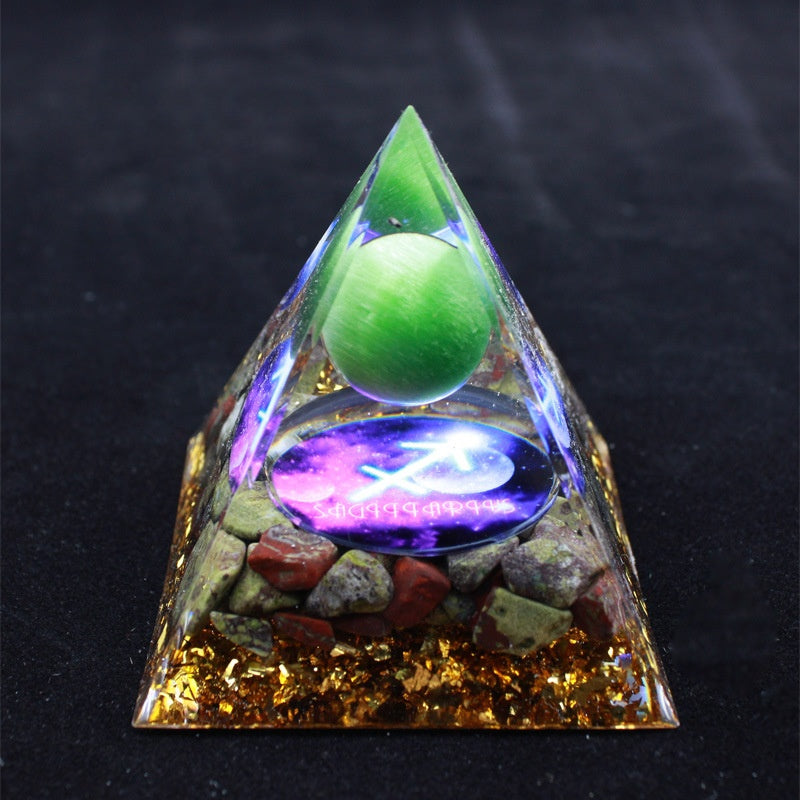 Luminous version Twelve constellations acrylic resin crystal pyramid desktop car handmade ornaments