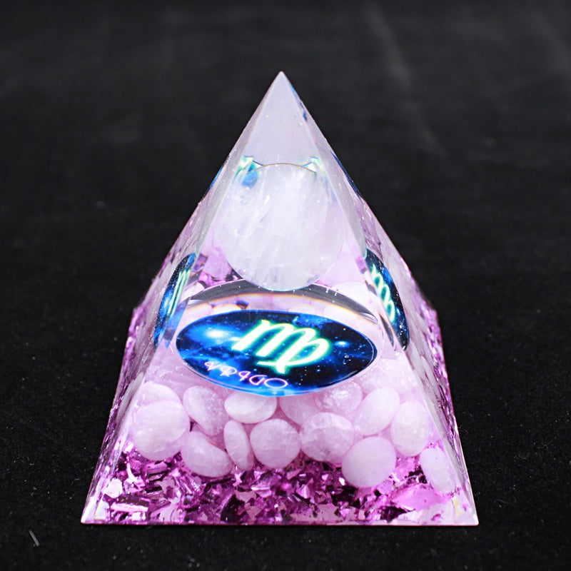 Luminous version Twelve constellations acrylic resin crystal pyramid desktop car handmade ornaments