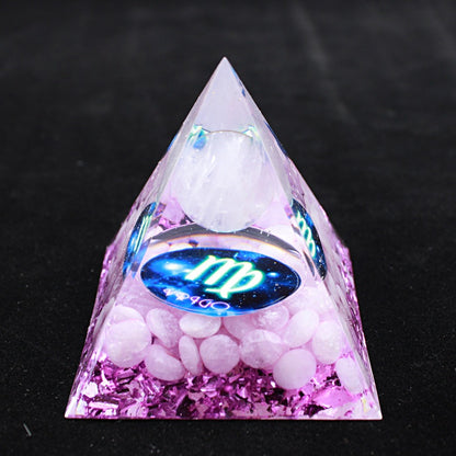 Luminous version Twelve constellations acrylic resin crystal pyramid desktop car handmade ornaments