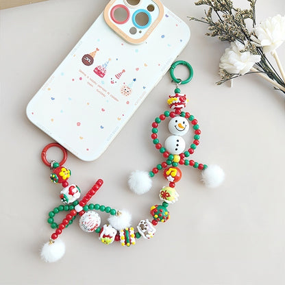 Christmas snowman beaded mobile phone chain Christmas style pendant lanyard car keychain decoration bag pendant