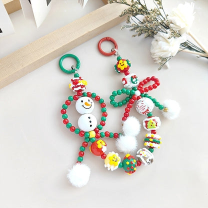 Christmas snowman beaded mobile phone chain Christmas style pendant lanyard car keychain decoration bag pendant