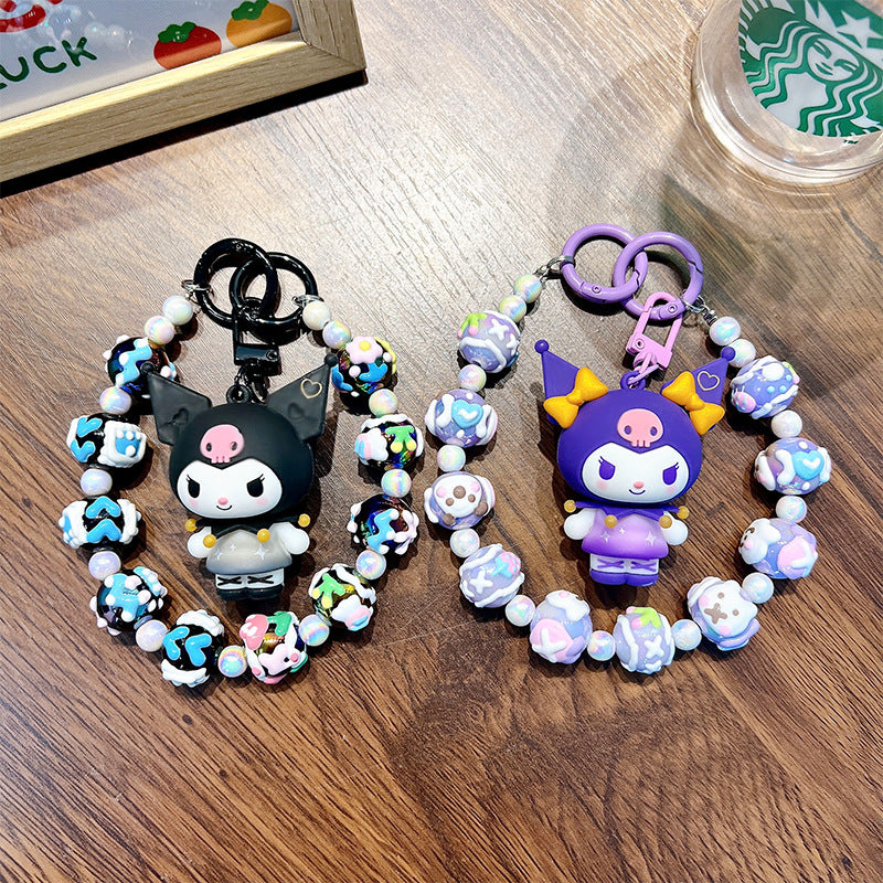Kuromi DIY beaded bracelet keychain car bag pendant keychain doll gift