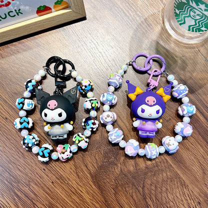 Kuromi DIY beaded bracelet keychain car bag pendant keychain doll gift