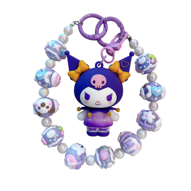 Kuromi DIY beaded bracelet keychain car bag pendant keychain doll gift