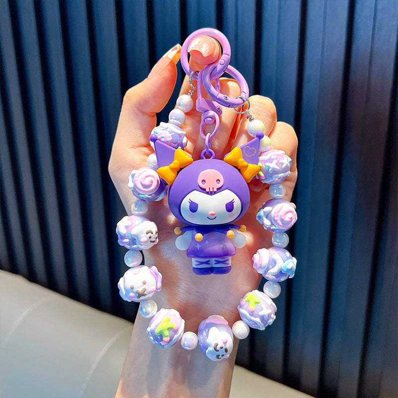 Kuromi DIY beaded bracelet keychain car bag pendant keychain doll gift