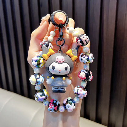 Kuromi DIY beaded bracelet keychain car bag pendant keychain doll gift