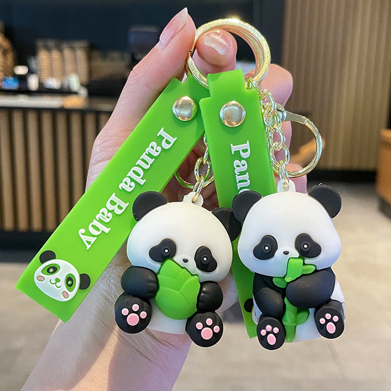 Cute Bamboo Panda Keychain Sichuan Chengdu Giant Panda Bag Doll Cartoon Pendant Doll Machine Small Gift