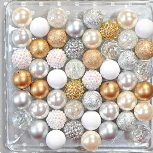 Gold white yellow mixed color beads