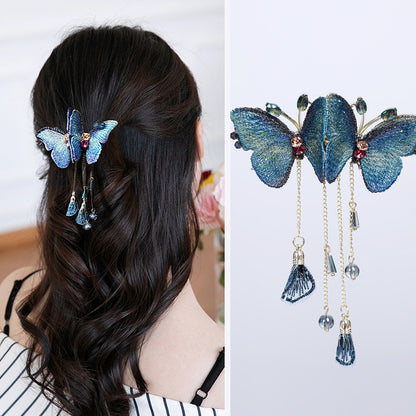 Pinzas para el pelo de mariposa de metal para mujer, accesorios para el cabello con colgante de temperamento premium