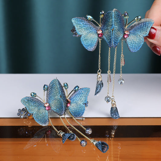 Pinzas para el pelo de mariposa de metal para mujer, accesorios para el cabello con colgante de temperamento premium