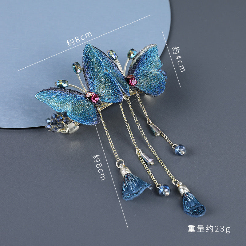 Pinzas para el pelo de mariposa de metal para mujer, accesorios para el cabello con colgante de temperamento premium