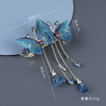 Pinzas para el pelo de mariposa de metal para mujer, accesorios para el cabello con colgante de temperamento premium