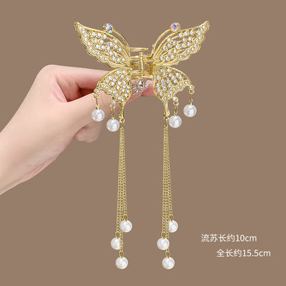 Pinzas para el pelo de mariposa de metal para mujer, accesorios para el cabello con colgante de temperamento premium