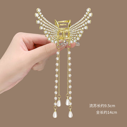 Pinzas para el pelo de mariposa de metal para mujer, accesorios para el cabello con colgante de temperamento premium