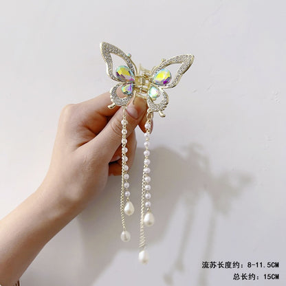 Pinzas para el pelo de mariposa de metal para mujer, accesorios para el cabello con colgante de temperamento premium