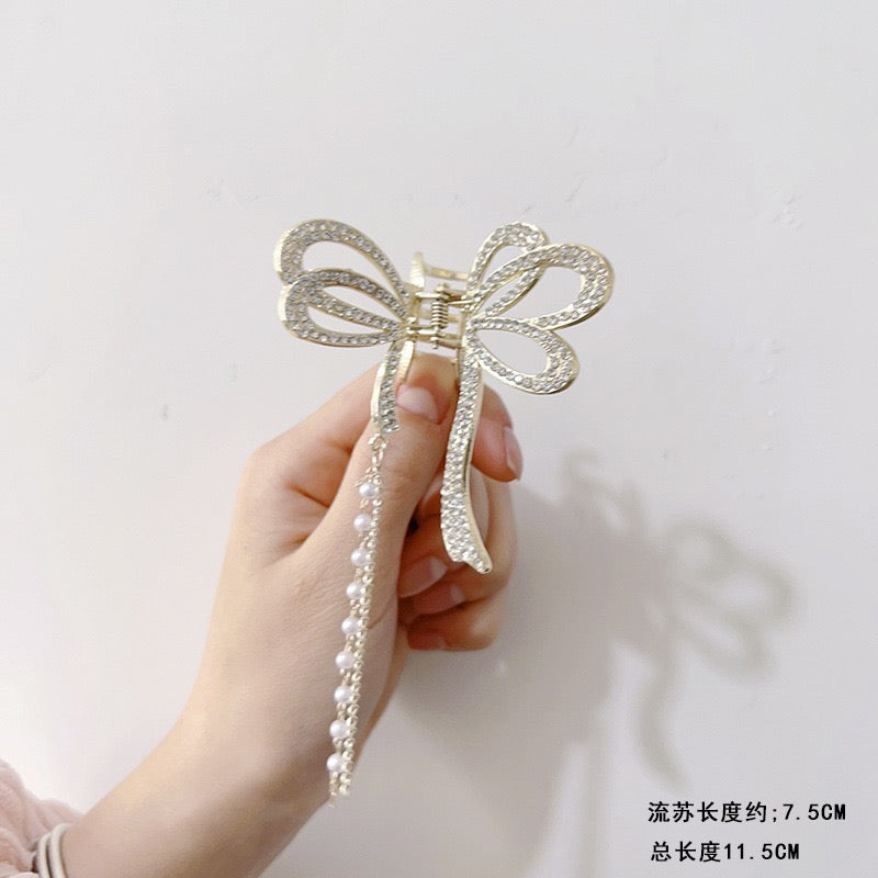 Pinzas para el pelo de mariposa de metal para mujer, accesorios para el cabello con colgante de temperamento premium