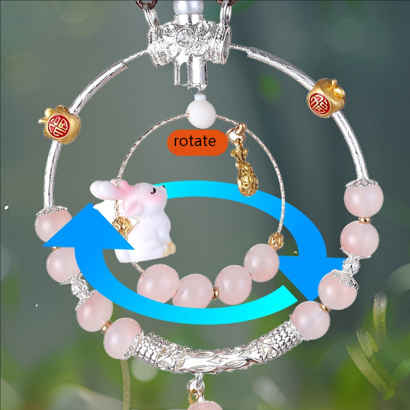 Solar rotating car rearview mirror pendant car perfume aromatherapy blessing bag deer car hanging