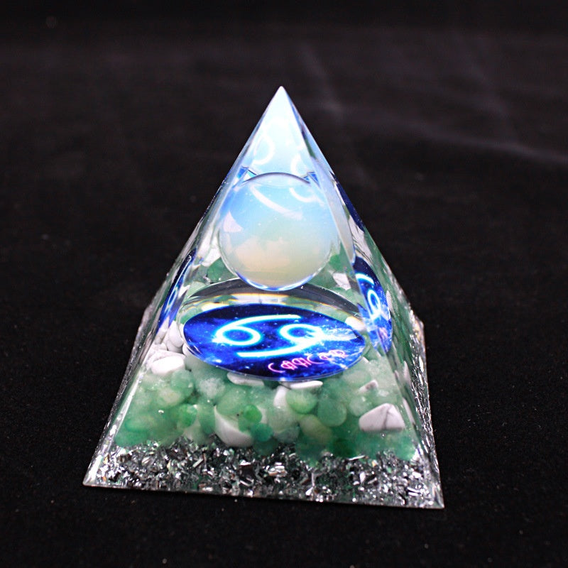 Luminous version Twelve constellations acrylic resin crystal pyramid desktop car handmade ornaments