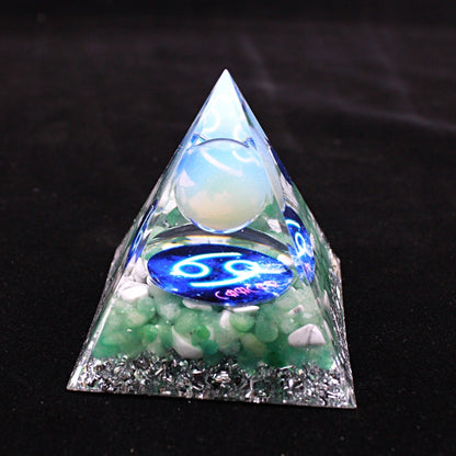 Luminous version Twelve constellations acrylic resin crystal pyramid desktop car handmade ornaments